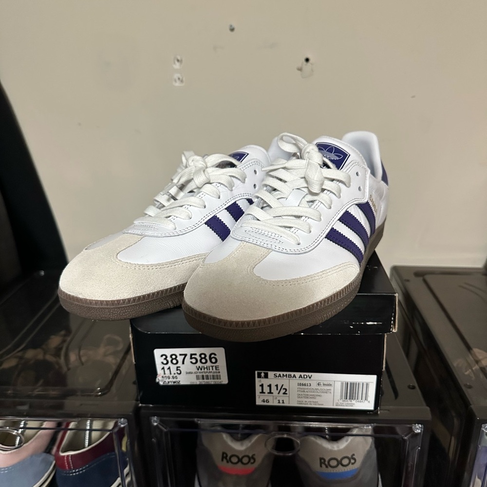 Adidas Samba ADV White and Blue Sneakers